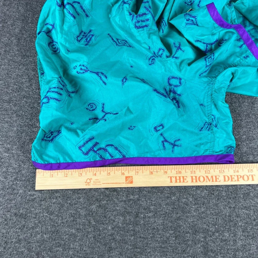 Vintage 90s Umbro Shorts Mens Large Teal Nylon Graphic Print Made in USA